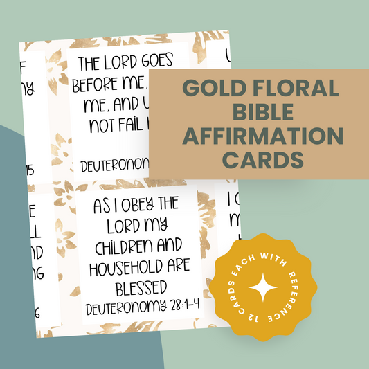 Gold Floral Bible Affirmation Cards