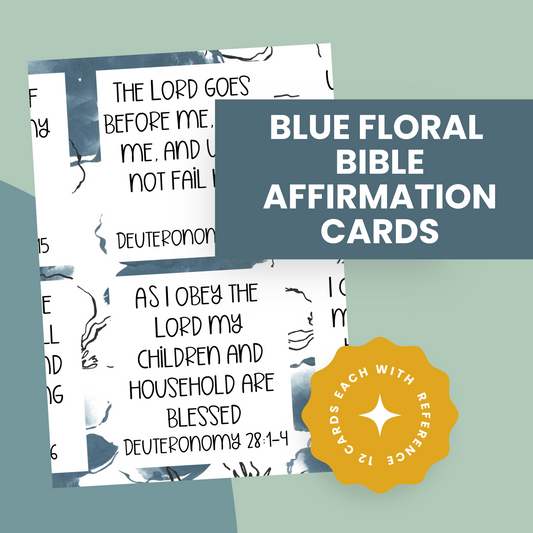 Blue and Floral Bible Affirmation Cards